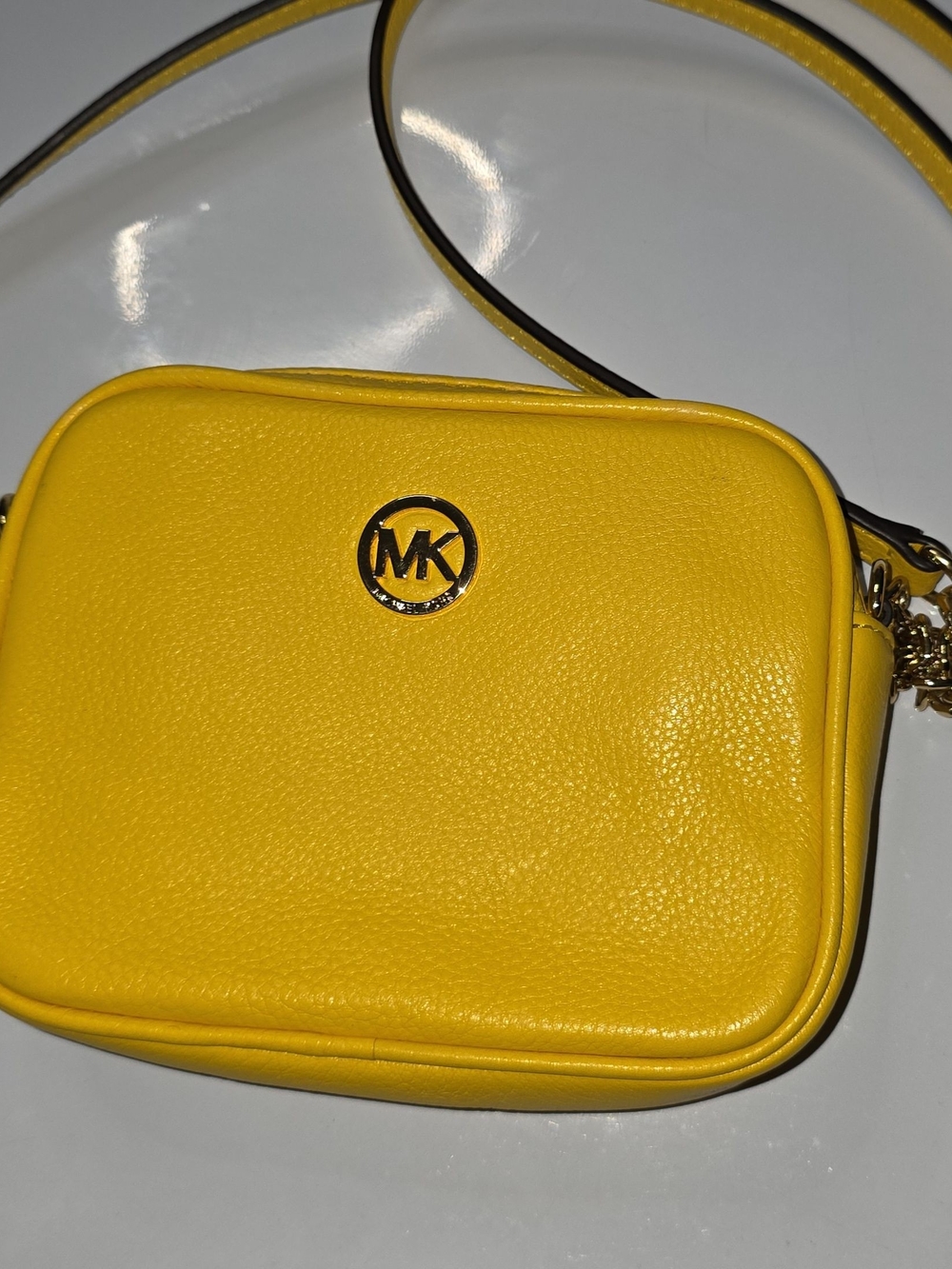 Michael Kors Bright Yellow Pebbled Leather Crossbody